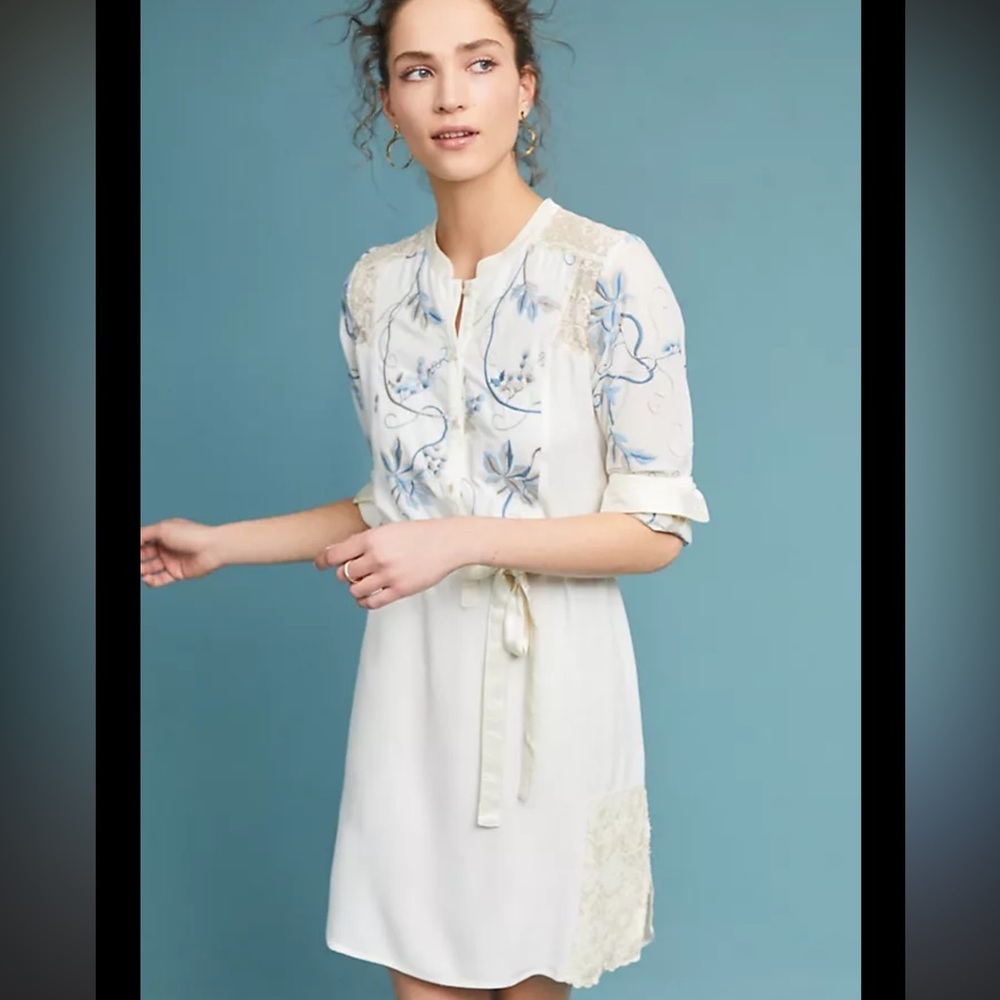 Tiny Elegant Cream Floral Midi Dress